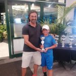 Il giovane tennista Andrea Guida durante la premiazione al Due Ponti Club di Roma
