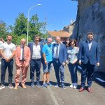 Inaugurazione della riapertura della Strada Provinciale 14 Tessennano–Canino con il presidente Romoli, il consigliere Palozzi, il sindaco Nicolai e i tecnici della Provincia.