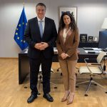 Apostolos Tzitzikostas e Antonella Sberna a margine dell'incontro sulla Orte-Civitavecchia