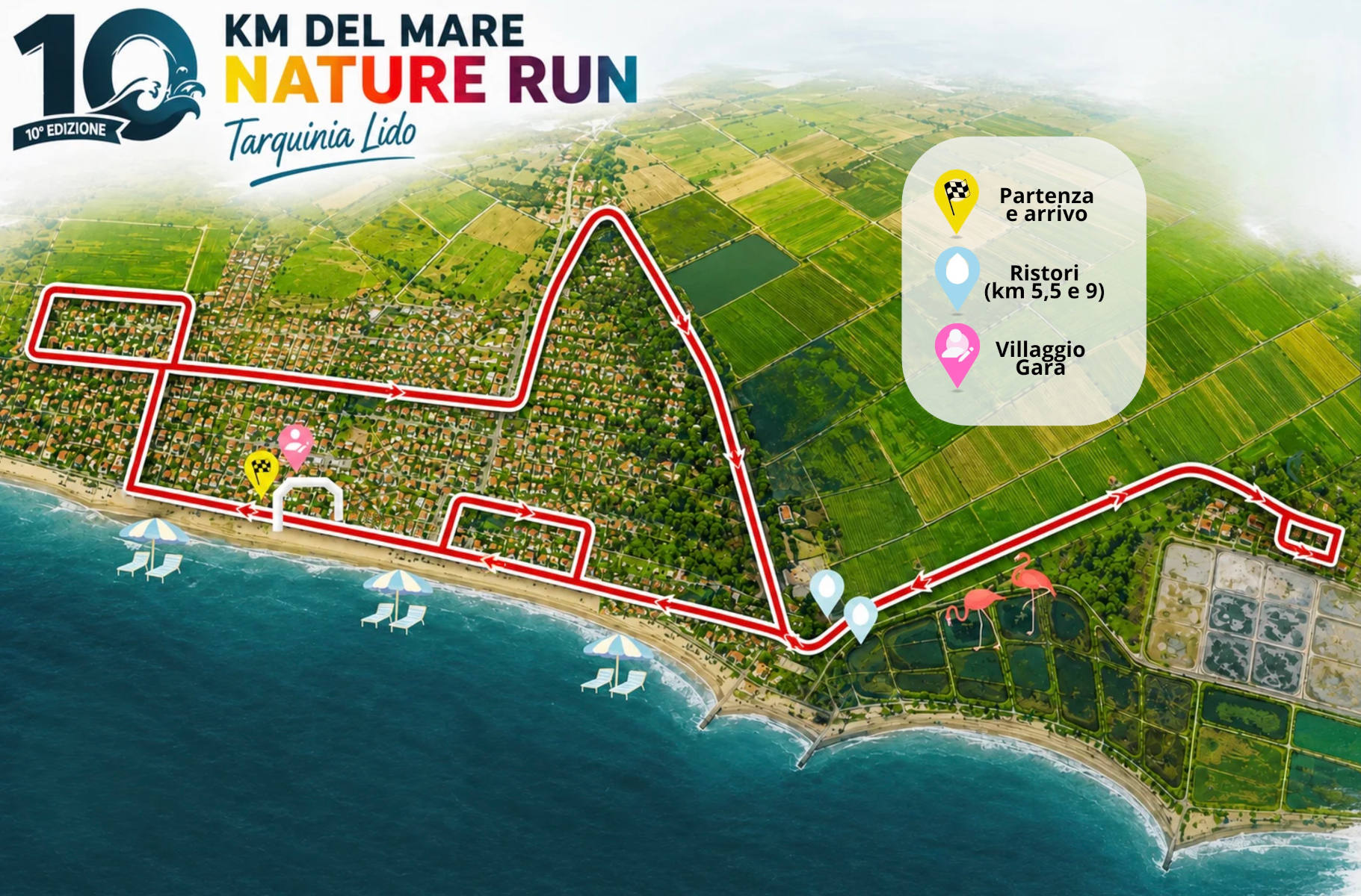 Planimetria del percorso della 10 km del Mare Nature Run 2026